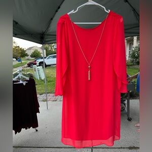 Cape-Sleeve Shift Dress